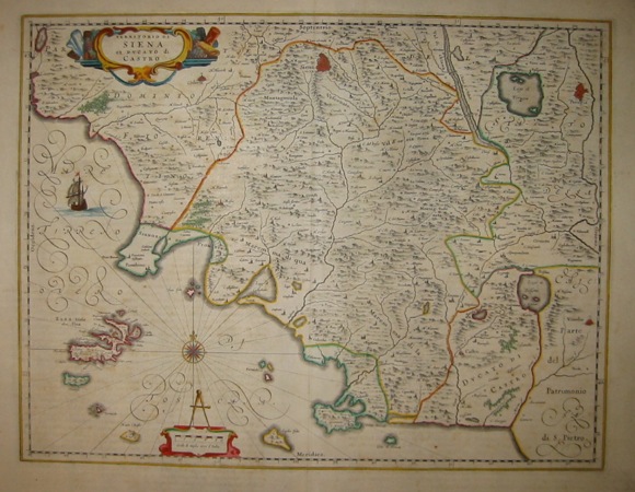 Blaeu Willem Janszoon (1571-1638) Territorio di Siena et Ducato di Castro 1660 ca. Amsterdam 